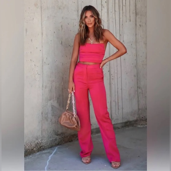 NWT VICI Pink Satin Trouser Pants - Picture 1 of 3